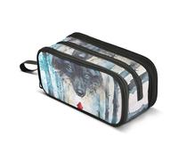 Wolf - Estuche para lápices de gran capacidad para niños y niñas, 3 compartimentos, organizador de papelería, estuche para escuela, oficina, trabajo, Wolf Little Girl, Talla única, Maletín