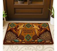 Wolf - Felpudo de bienvenida, bohemio, rústico, diseño de diamante del desierto, no marrón, lavable, de perfil bajo, para casa, oficina, exterior, interior, entrada, decoración, 73 x 43 cm