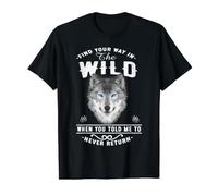 Wolf Find Your Way In The Wild Funny Wolves Lovers Camiseta gráfica económica, Hombre, Negro, S