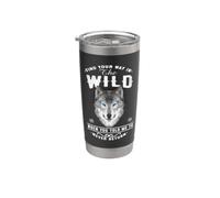 Wolf Find Your Way In The Wild Funny Wolves Lovers Vaso térmico de acero inoxidable de doble pared