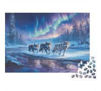 Wolf Forest Aurora - Rompecabezas de 1000 piezas para adultos | Cartón de 70 x 50 cm, entrenamiento cerebral, corte preciso, aficionados adultos, reducción del estrés