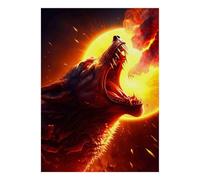 Wolf Fuego Puzzle Sol, 1000 Piezas Interior Adulto Juego | Cartón de 52 x 38 cm, entrenamiento cerebral, acabado suave de la superficie, amante del arte, reducción del estrés