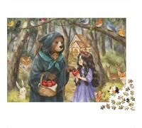 Wolf & Girl Jigsaw Puzzle 1000 Piezas Reciclable Fairy Tale Mayores Puzzles Educativo Juego Decompression Ideal for Familia and Friends Cumpleañoss 52x38cm/1000pcs