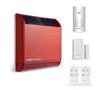 Wolf-Guard Alarma de sirena solar inalámbrica de 110 dB, caja de alarma de casa falsa