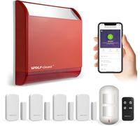 Wolf Guard LB-01WF WiFi Alarma para Exteriores, Control de APLICACIÓN | 4 Sensor Puertas, 1 Anti-Pet PIR, 1 Control Remoto, Sirena 120DB, Compatible con Alexa