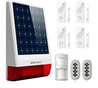 Wolf-Guard LB-W06 Alarma Antirrobo Solar para Exteriores | Sirena de 120dB, Luces Intermitentes