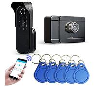 Wolf Guard TT01 Cerradura de puerta inteligente sin llave con acceso biométrico por huella dactilar y control por aplicación, manija de puerta inteligente Bluetooth (TT01 TTLOCK APP)