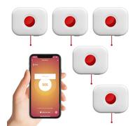Wolf Guard Tuya Botón de Emergencia SOS WiFi con Cable de Tracción para Amigos Mayores Discapacitados Niños Sistema de Alarma Sanitaria Smartlife App Recordatorio Remoto Estilo Cordón Juego de 5
