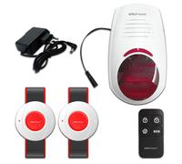 Wolf Guard W03-JA03 Kit de alarma intermitente estroboscópico inalámbrico sirena impermeable al aire libre sistema de alerta de pánico para negocios, hogar, hotel, escuela, botones de emergencia SOS