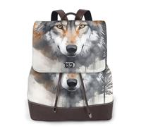 Wolf Head Forest - Mochila de viaje de moda para mujer, mochila casual, mochila de cuero estampada para mujer para el trabajo