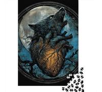 Wolf Howling at Moon Art Puzzle 1000 Piezas, Rompecabezas Para Adultos, Rompecabezas Imposable, Rompecabezas Juego De Habilidad Para Toda La Familia, Rompecabezas Para Adultos, Rompecabezas 52x38cm/10