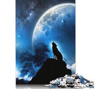 Wolf Howling at Moon Puzzle Imposible,desafío for Adults Juego Educativo 1000 Piezas Obra De Arte De Juego De para Adultos Y Niños Mayores De 12 Años 1000pcs (38x26cm)