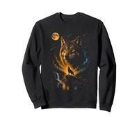 Wolf Howling at Moon Retro 90s Sudadera