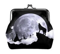 Wolf Howling at The Moon - Cartera de Piel sintética para Mujer, Monedero con minihebilla para niñas