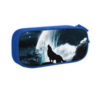 Wolf Howling at The Moon - Estuche grande para lápices con 2 compartimentos, estuche organizador para niñas y niños, color, 5.0cm*10.5cm*20.5cm, Estuche para lápices