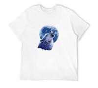 Wolf Howling At The Moon Mens Cotton Tshirt Size M