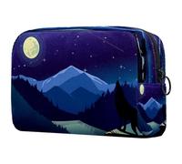 Wolf Howling at The Moon - Neceser de viaje para mujer, bolsa organizadora de maquillaje grande con cremallera, multicolor, 18.5x7.5x13cm/7.3x3x5.1in, Neceser