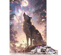 Wolf Howling at The Moon Puzzles Imposible,desafío for Adults Entretenimiento Creativo 1000 Piezas Obra De Arte De Juego De para Adultos Y Niños A Partir De 12 Años 1000pcs (38x26cm)