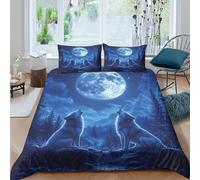 Wolf Howling Fantasy Funda de Edredón Microfibra Suave Tres Piezas Estampado 3D Wolf Howling fantasía Funda Edredon con Fundas de Almohada Suave Transpirable for niños y niñas King（220x240cm）