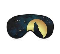 Wolf Howling Full Moon Soft Eye Mask Cover Sombreado eficaz Blindfold Comfort Sleep Mask con correa elástica ajustable