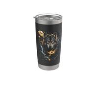 Wolf Howling Moon Forest Wildlife Nature Animal Lover Vaso térmico de acero inoxidable de doble pared