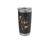Wolf Howling Moon Forest Wildlife Nature Animal Lover Vaso térmico de acero inoxidable de doble pared