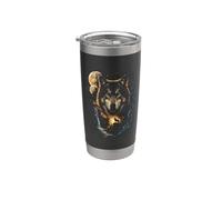 Wolf Howling Moon Forest Wildlife Nature Animal Lover Vaso térmico de acero inoxidable de doble pared