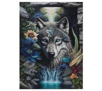 Wolf Im Mandala 300 piezas rompecabezas de madera para adultos niños, rompecabezas imposible, juego de habilidad para toda la familia, 42×30cm