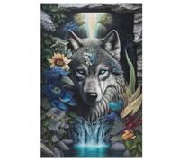 Wolf Im Mandala - Rompecabezas de madera de 1000 piezas, para adultos y niño, colección Challenge, Puzzles imposibles, impresión de alta calidad, 78 x 53 cm