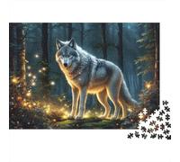 Wolf in Enchanted Forest Puzzle Imposible,desafío for Adults Entretenimiento Creativo 1000 Piezas Obra De Arte De Juego De para Adultos Y Niños A Partir De 12 Años 70x50cm/1000pcs