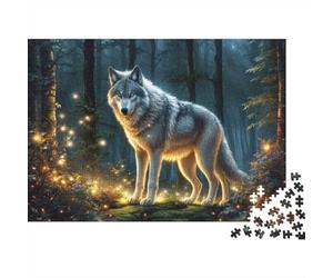 Wolf in Enchanted Forest Puzzle Imposible,desafío for Adults Entretenimiento Creativo 1000 Piezas Obra De Arte De Juego De para Adultos Y Niños A Partir De 12 Años 70x50cm/1000pcs