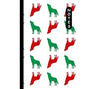 Wolf in Italian Flag Colors Design Notebook: White with Green and Red