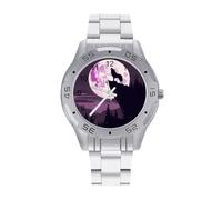 Wolf in Moon Light - Reloj analógico de cuarzo para hombre, correa de acero inoxidable, reloj de pulsera de negocios