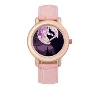 Wolf in Moon Light - Reloj analógico de cuarzo para mujer, elegante, correa de piel