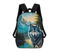 Wolf in Mountain Landscape Painting Mochilas Impresas En 3D Para Niños, Mochila Escolar, Mochila Informal Para Exteriores, Mochila Informal De Moda Para Niños, Lindas Bolsas De Viaje 17inch