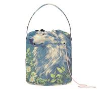 Wolf in Ornate Frame Art Yarn Storage Bag Crochet Storage Bag Portable Travel Storage for Yarn Balls Travel Knitting