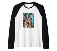 Wolf in the forest trail cam OVNI alien + coyote magic Camiseta Manga Raglan