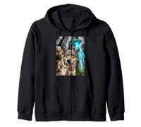 Wolf in the forest trail cam OVNI alien + coyote magic Sudadera con Capucha