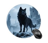 Wolf in The Snow - Alfombrilla de mouse redonda con base de goma antideslizante, alfombrilla de protección de escritorio lavable para decoración del hogar, oficina, accesorios de escritorio, 7.8