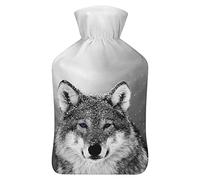Wolf In The Snow - Botella de agua de goma con cubierta de felpa suave, bolsa de agua caliente para invierno, manos y pies, protección contra el frío, 1000 ml