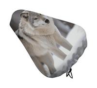 Wolf in The Snow - Funda de cojín para asiento de bicicleta acolchada suave para hombres y mujeres, cómoda, impermeable, fundas de sillín de bicicleta de carretera con cordón de ajuste, cojín de