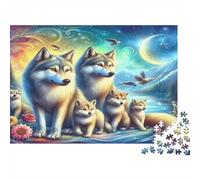 Wolf Jigsaw for Adults Teens Wolf Family with Birds Educational Game for Wall Decoration and Gifts 38x26cm 1000pcs