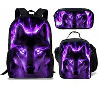 Wolf - Juego de mochila escolar para niños y niñas, paquete de 3 unidades, A2., 12.6inx5.5inx17in