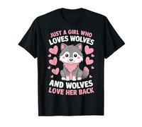 Wolf Just A Girl Who Loves Lobos Animales Corazones Camiseta