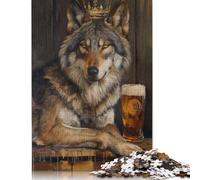 Wolf King Crown Pint Beer Puzzles Imposible,desafío for Adults Juego Educativo 1000 Piezas Obra De Arte De Juego De para Adultos Y Niños 1000pcs (75x50cm)