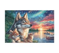 Wolf Lake View Puzzle 1000 Piezas Desafío Impossible Rompecabezas para Adultos Aliviar Estrés Decoración Hogar 3D Maquetas Construir 1000 PCS