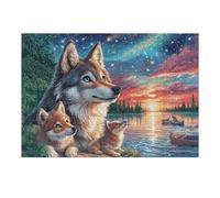 Wolf Lake View Puzzle 300 Piezas Alivio De Estrés Rompecabezas para Hombres Y Mujeres Decoración Hogar Estera Portátil 3D Moderno 300 PCS