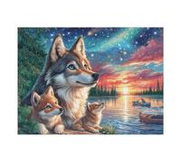 Wolf Lake View Puzzles 500 Piezas Moderno Minimalista Rompecabezas Familiar para Adultos 3D Maquetas Construir Aliviar Estrés Decorativo 500 PCS