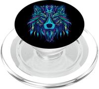 Wolf Lone Wolf Pack Head Howling Wolves Black PopSockets PopGrip para MagSafe