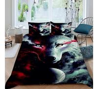 Wolf Luna Funda De Edredón 3 Piezas 3D Impresa Animal Theme Fauna con 2 Fundas De Almohada King(220x240cm) 100% Microfibra Juego De Cama para para Adultos Y Niñas